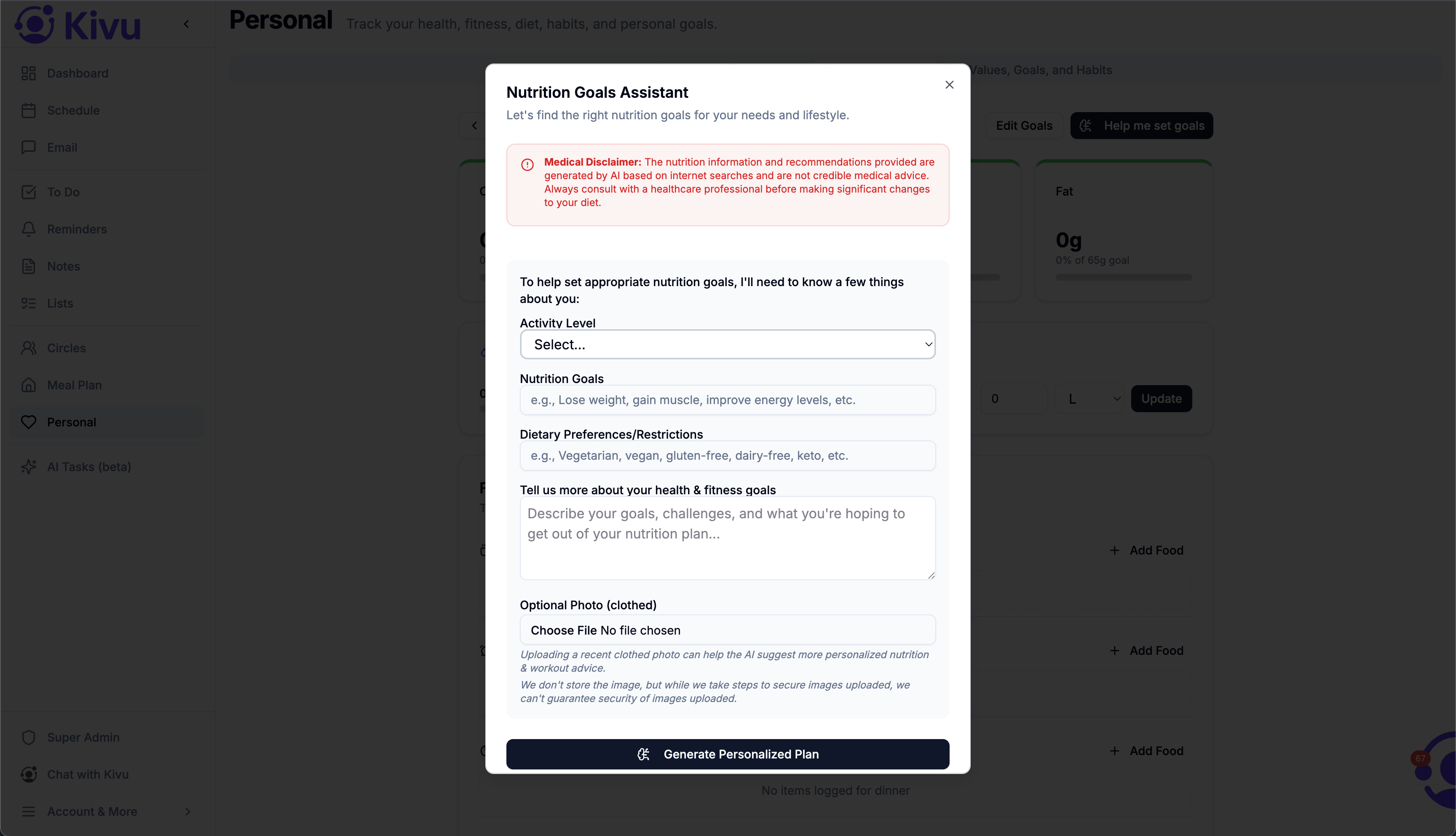 AI meal suggestion based on pantry contents